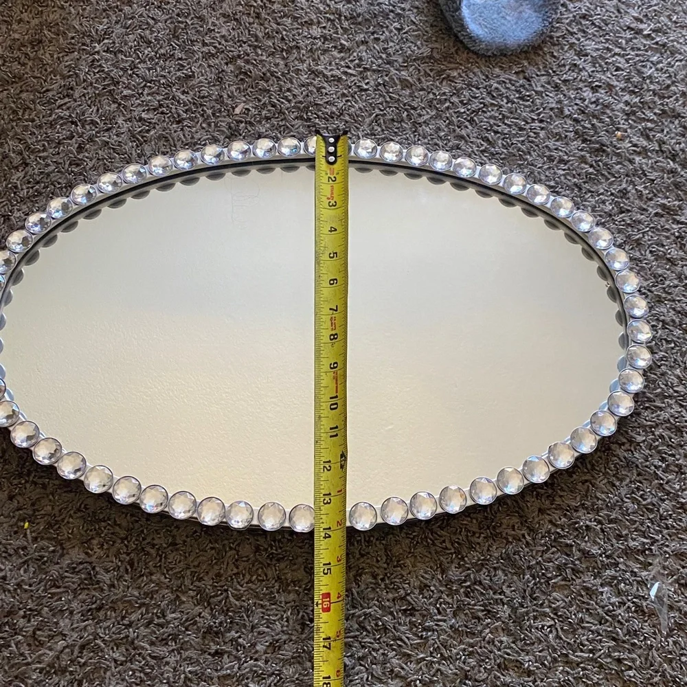 Elegant Oval Crystal-Trimmed Wall Mirror